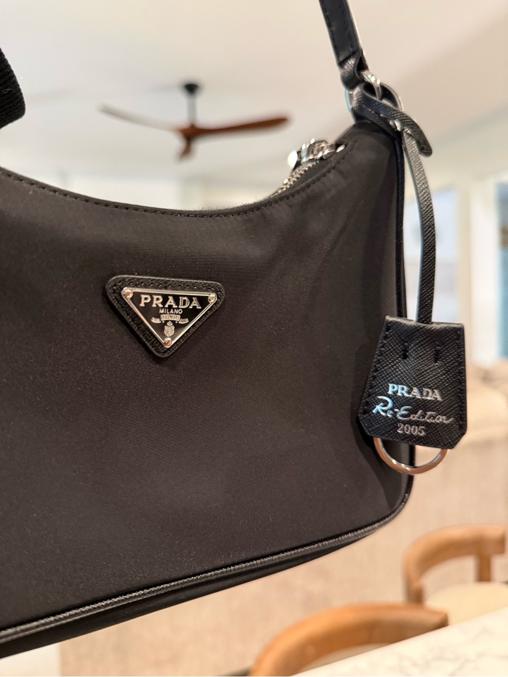 Authentic Prada Black Re-Edition 2005 Nylon Bag with Triangle Logo & Box - Picture 9 of 12